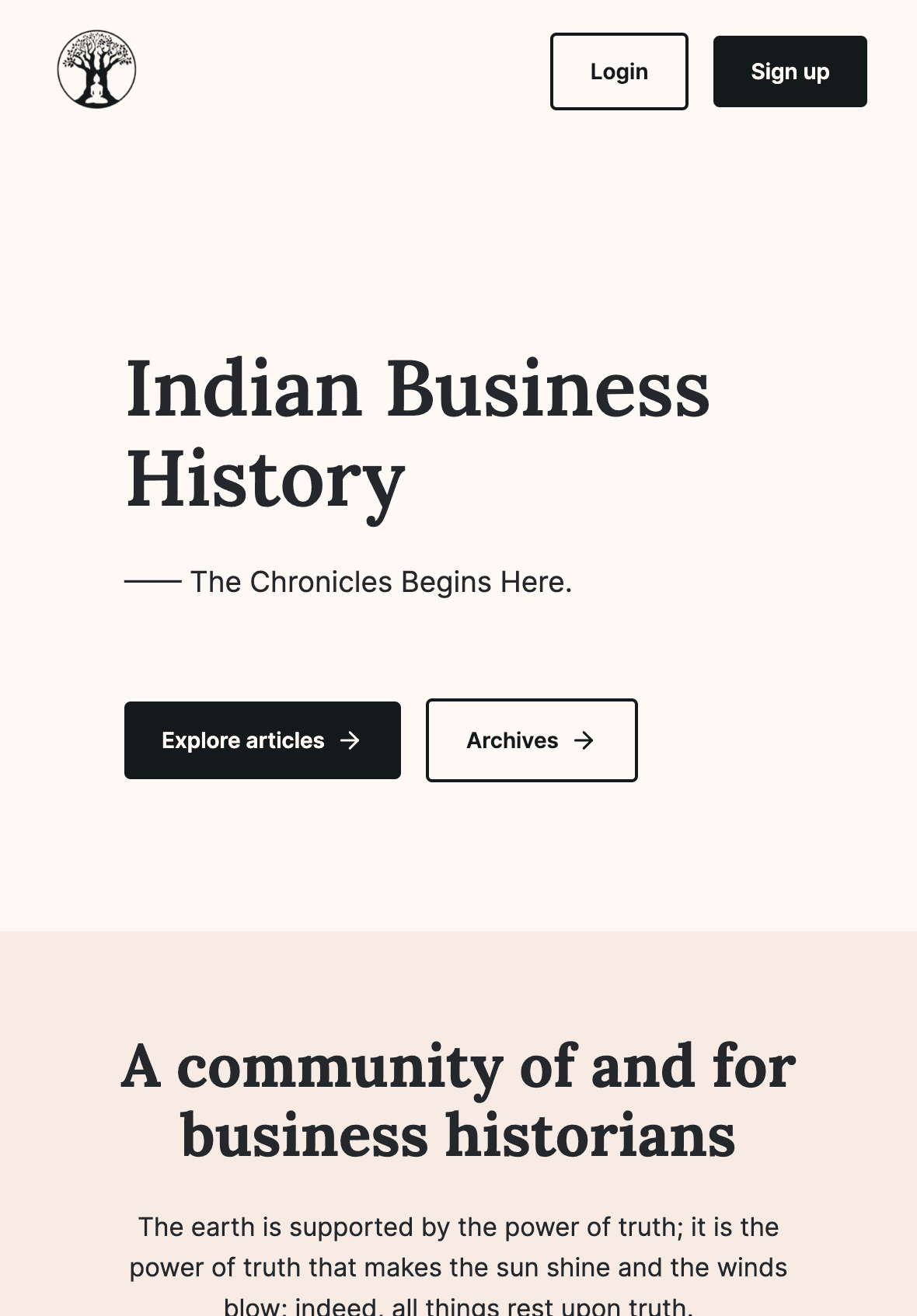 Screenshot of Indian Business History